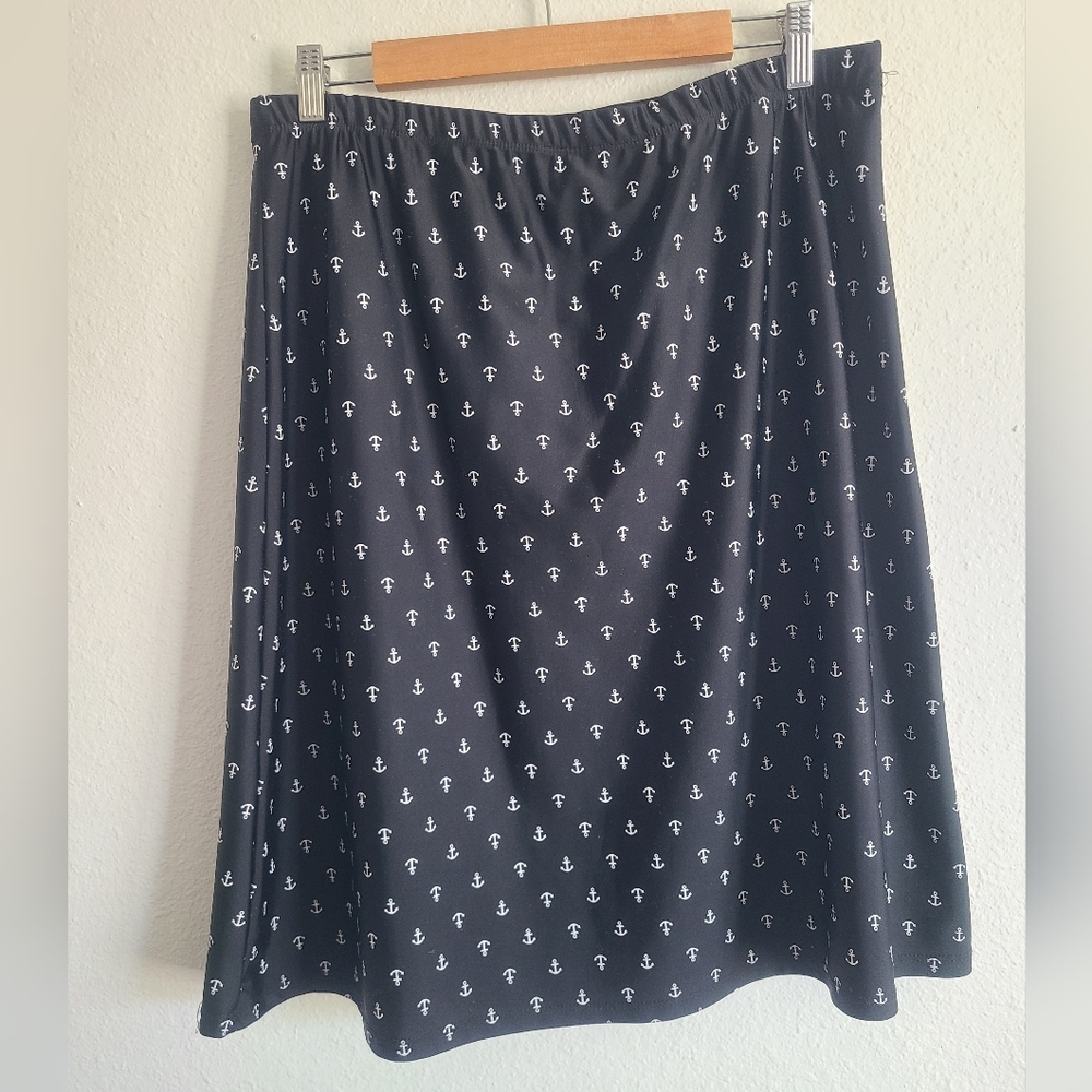 Athletic Sports Modest Skirt a-line Flexible black with anchors - Picture 3 of 7